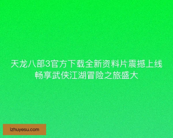 天龙八部3官方下载全新资料片震撼上线畅享武侠江湖冒险之旅盛大