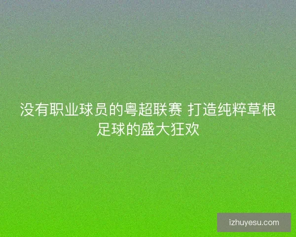 没有职业球员的粤超联赛 打造纯粹草根足球的盛大狂欢